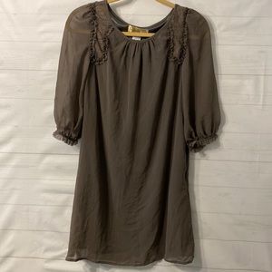 Francesca’s Sheer Peplum Sleeve Ruffled Dress